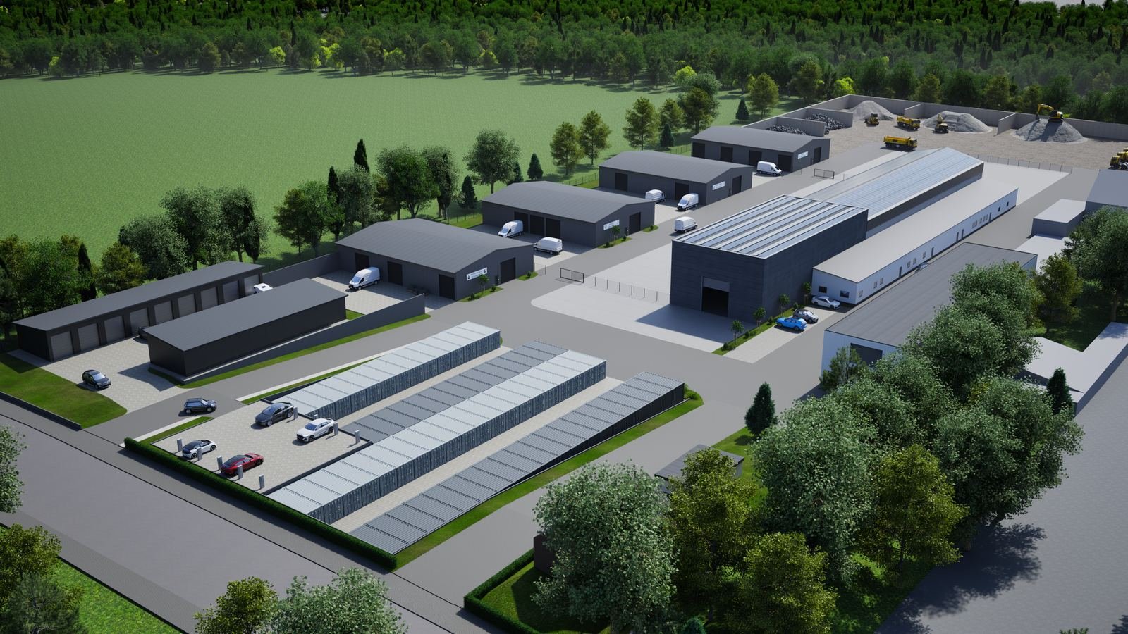 Visualisierung des Gewerbeparks von oben